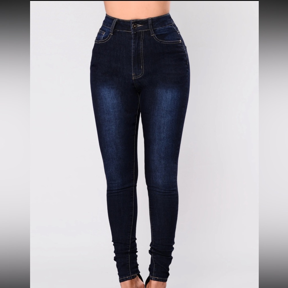Pre-loved High Rise Skinny Jeans-Dark Blue - Picture 3 of 9